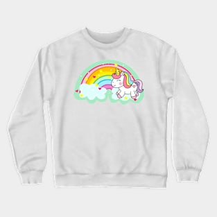 Unicorn next to rainbow Crewneck Sweatshirt